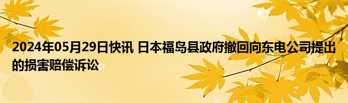 2024年05月29日快讯 日本福岛县政府撤回向东电公司提出的损害赔偿诉讼