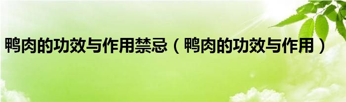 鸭肉的功效与作用禁忌（鸭肉的功效与作用）