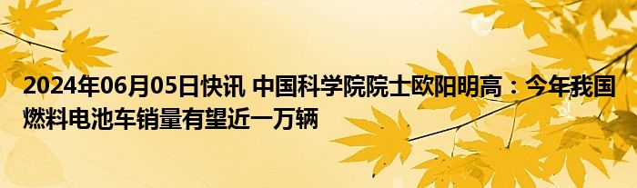 2024年06月05日快讯 中国科学院院士欧阳明高：今年我国燃料电池车销量有望近一万辆