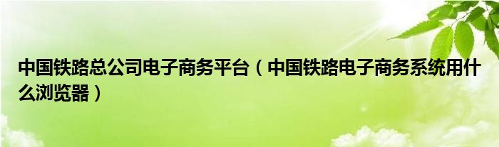 中国铁路总公司电子商务平台（中国铁路电子商务系统用什么浏览器）