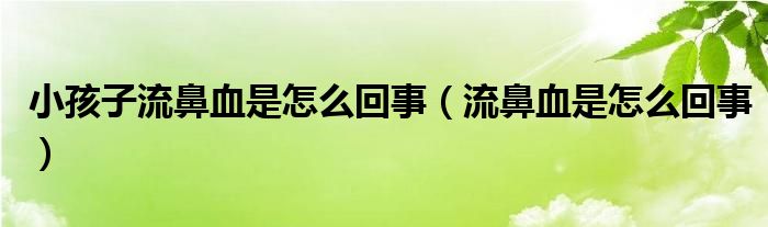 小孩子流鼻血是怎么回事（流鼻血是怎么回事）