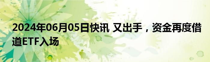 2024年06月05日快讯 又出手，资金再度借道ETF入场