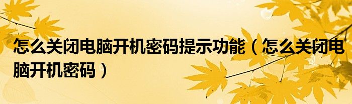 怎么关闭电脑开机密码提示功能（怎么关闭电脑开机密码）