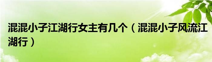 混混小子江湖行女主有几个（混混小子风流江湖行）