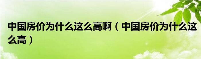 中国房价为什么这么高啊（中国房价为什么这么高）