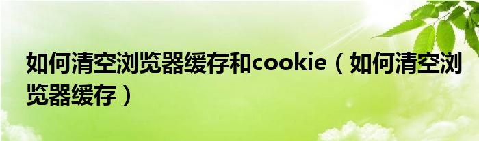 如何清空浏览器缓存和cookie（如何清空浏览器缓存）