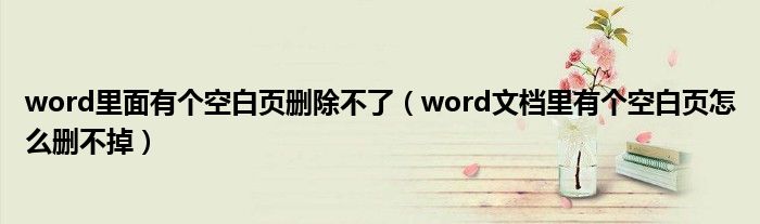 word里面有个空白页删除不了（word文档里有个空白页怎么删不掉）