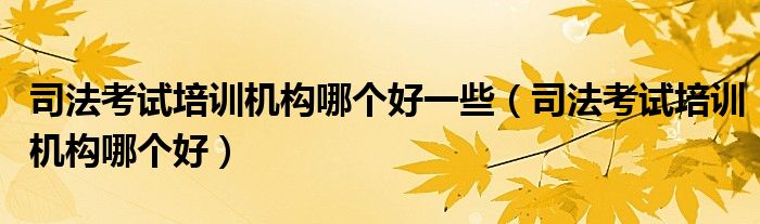 司法考试培训机构哪个好一些（司法考试培训机构哪个好）