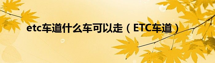 etc车道什么车可以走（ETC车道）