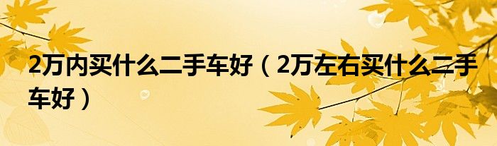 2万内买什么二手车好（2万左右买什么二手车好）