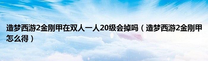 造梦西游2金刚甲在双人一人20级会掉吗（造梦西游2金刚甲怎么得）