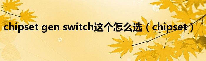 chipset gen switch这个怎么选（chipset）