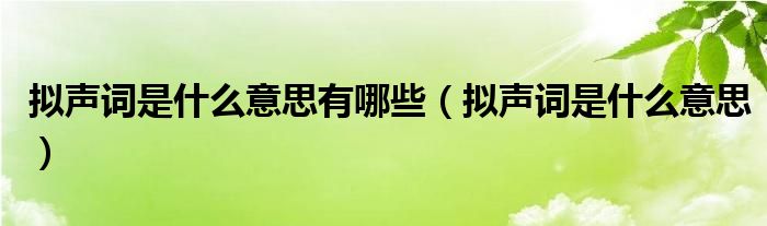 拟声词是什么意思有哪些（拟声词是什么意思）