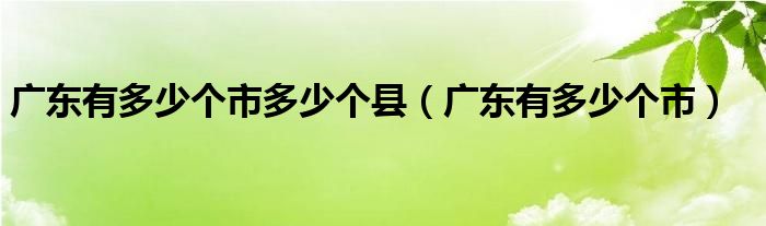 广东有多少个市多少个县（广东有多少个市）