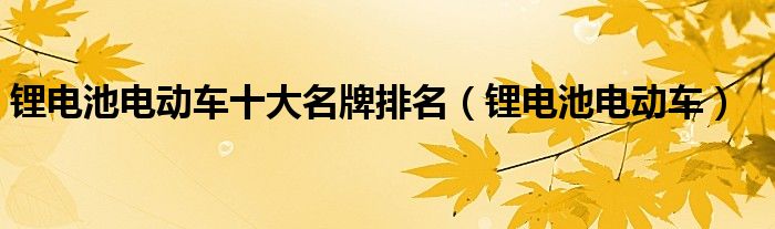 锂电池电动车十大名牌排名（锂电池电动车）