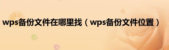 wps备份文件在哪里找（wps备份文件位置）