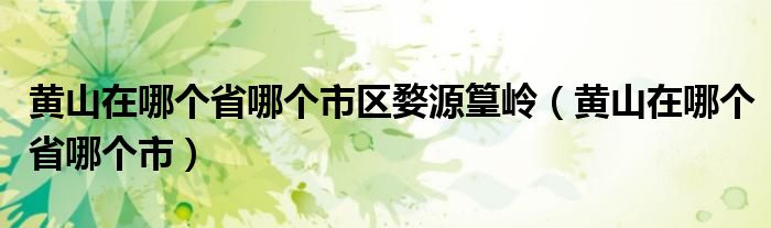 黄山在哪个省哪个市区婺源篁岭（黄山在哪个省哪个市）