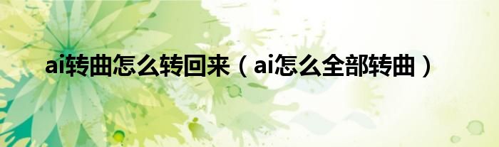 ai转曲怎么转回来（ai怎么全部转曲）