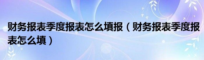 财务报表季度报表怎么填报（财务报表季度报表怎么填）