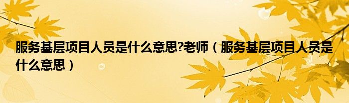 服务基层项目人员是什么意思?老师（服务基层项目人员是什么意思）