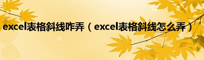 excel表格斜线咋弄（excel表格斜线怎么弄）