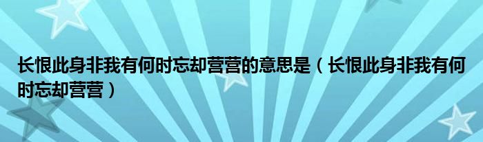 长恨此身非我有何时忘却营营的意思是（长恨此身非我有何时忘却营营）