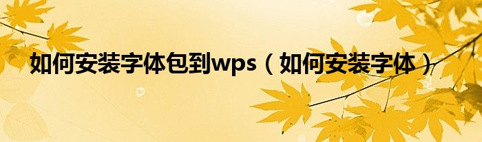 如何安装字体包到wps（如何安装字体）