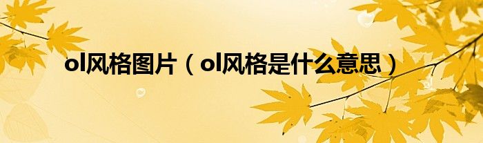 ol风格图片（ol风格是什么意思）