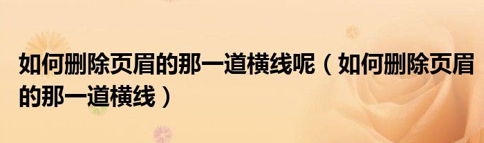 如何删除页眉的那一道横线呢（如何删除页眉的那一道横线）