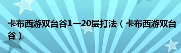 卡布西游双台谷1一20层打法（卡布西游双台谷）