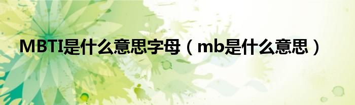 MBTI是什么意思字母（mb是什么意思）