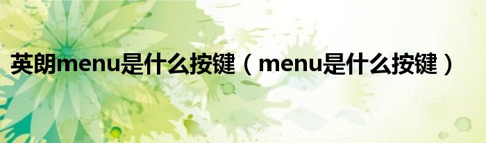 英朗menu是什么按键（menu是什么按键）