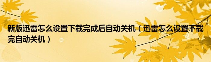 新版迅雷怎么设置下载完成后自动关机（迅雷怎么设置下载完自动关机）