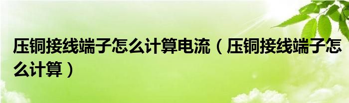 压铜接线端子怎么计算电流（压铜接线端子怎么计算）