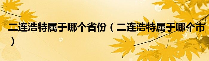 二连浩特属于哪个省份（二连浩特属于哪个市）