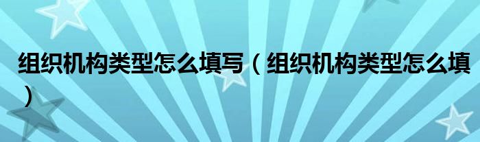 组织机构类型怎么填写（组织机构类型怎么填）