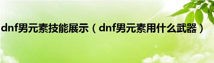 dnf男元素技能展示（dnf男元素用什么武器）