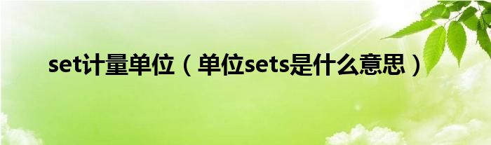 set计量单位（单位sets是什么意思）