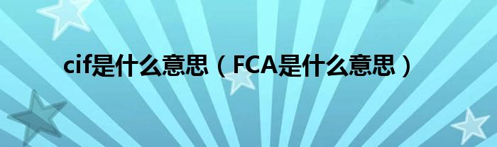 cif是什么意思（FCA是什么意思）