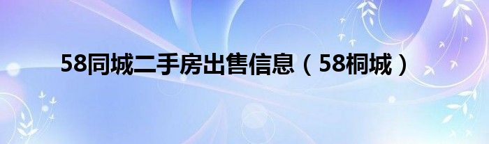 58同城二手房出售信息（58桐城）