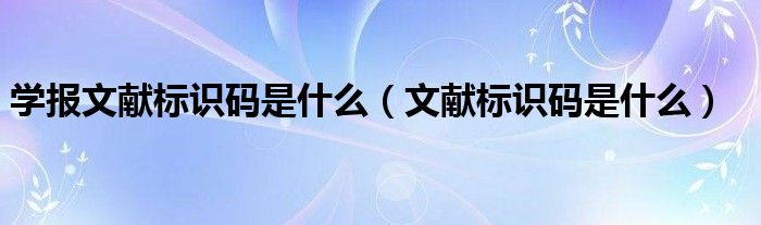 学报文献标识码是什么（文献标识码是什么）