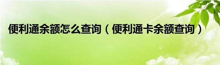 便利通余额怎么查询（便利通卡余额查询）