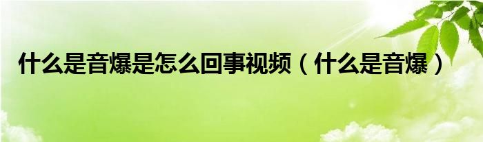 什么是音爆是怎么回事视频（什么是音爆）