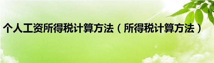 个人工资所得税计算方法（所得税计算方法）