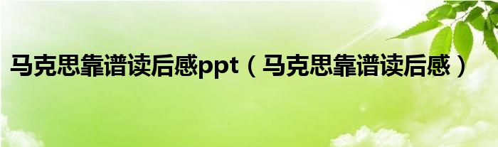 马克思靠谱读后感ppt（马克思靠谱读后感）