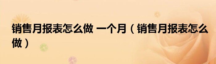 销售月报表怎么做 一个月（销售月报表怎么做）