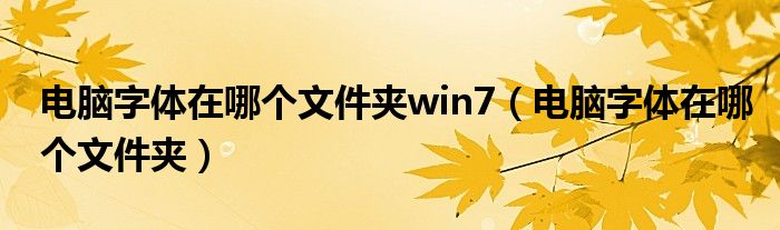 电脑字体在哪个文件夹win7（电脑字体在哪个文件夹）