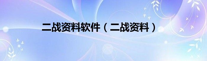 二战资料软件（二战资料）