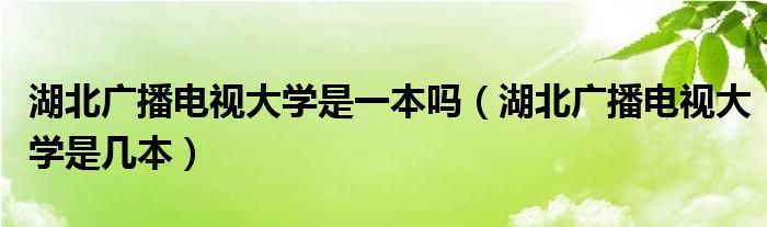 湖北广播电视大学是一本吗（湖北广播电视大学是几本）