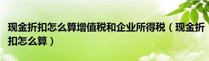 现金折扣怎么算增值税和企业所得税（现金折扣怎么算）